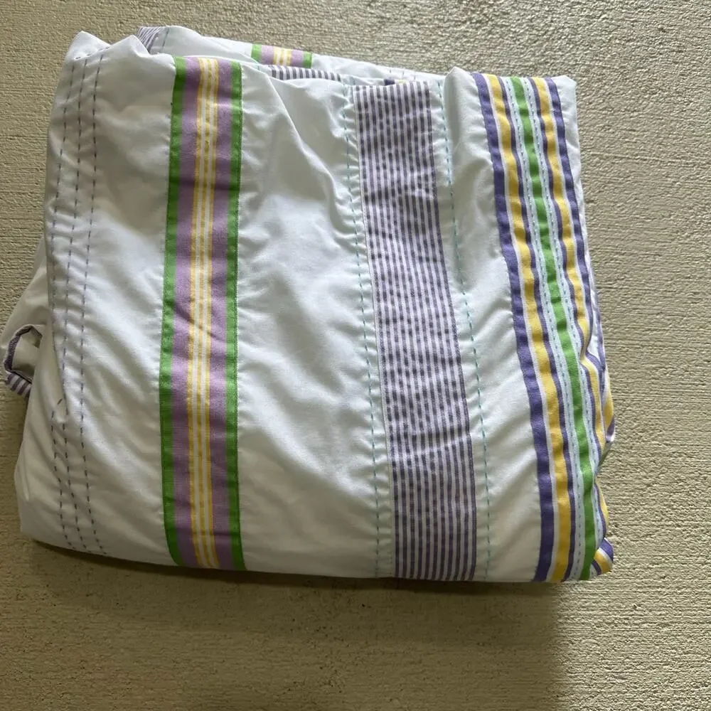 Pottery Barn Kids Ribbon Lace Duvet Cover Size Purple green Queen
